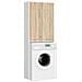 Mobile Alto, Collona da Bagno FIN per Lavatrice, 2 ante, 64x30x180 cm, Colore Bianco e Sonoma Quercia - Foto miniatura 1
