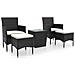 Set da Bistrot per Giardino 5pz Polyrattan Vetro Temperato Nero - Foto miniatura 1