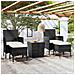 Set da Bistrot per Giardino 5pz Polyrattan Vetro Temperato Nero - Foto miniatura 5