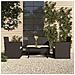 Set Salotto da Esterno 4 pz con Cuscini in Polyrattan Nero - Foto miniatura 2