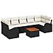 Set Divano Giardino  8 Pezzi con Cuscini Nero Polirattan Acacia, Divano Giardino Due Posti  con Ripostiglio e Cuscini Nero Polirattan - Foto miniatura 1