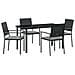 Set da Pranzo per Giardino 5 pcs Nero Poly Rattan - Foto miniatura 1