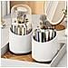 Organizzatore Porta Pennelli Da Trucco Bianco Con Coperchio - Contenitore Per Pennelli Cosmetici - Foto miniatura 3