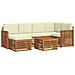 Set divani 7 pcs Naturale e Crema Legno di Acacia Massello - Foto miniatura 1