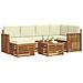 Set divani 7 pcs Naturale e Crema Legno di Acacia Massello - Foto miniatura 3