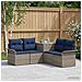 Set di divani 5 pz Grigio e Blu Navy Rattan sintetico e Acciaio - Foto miniatura 5