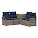 Set di divani 5 pz Grigio e Blu Navy Rattan sintetico e Acciaio - Foto miniatura 1