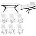Set Tavolo Giardino Allungabile Rettangolare 150/200 X 90 Con 6 Sedie In Legno Di Acacia Bianco Per Esterno - Foto miniatura 1