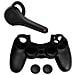Control Pack con Auricolare Bluetooth Gommini Antiscivolo e Cover x Controller PS4 - Nero - Foto miniatura 1