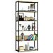 Scaffale stile loft con ripiani in legno, 6 ripiani, 80x32x192 cm, Colore Nero e Quarcia Artisan - Foto miniatura 1