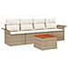 Set di Sofà da Giardino da 5 Pezzi con Cuscini Beige in Rattan Polietilene Acacia - Foto miniatura 1