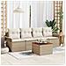 Set di Sofà da Giardino da 5 Pezzi con Cuscini Beige in Rattan Polietilene Acacia - Foto miniatura 2