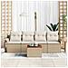 Set di Sofà da Giardino da 5 Pezzi con Cuscini Beige in Rattan Polietilene Acacia - Foto miniatura 3