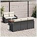 Set Divano da Giardino 6 Pezzi con Cuscini Nero Rattan Polietilene Acacia - Foto miniatura 3
