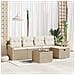 Set Divani Giardino 6 Pezzi con Cuscini Beige Rattan Poliestere - Foto miniatura 2