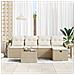 Set Divani Giardino 6 Pezzi con Cuscini Beige Rattan Poliestere - Foto miniatura 3