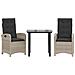 Set Pranzo da Giardino 3pz con Cuscini Grigio Chiaro Polyrattan - Foto miniatura 1