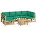Set Salotto da Giardino 7pz con Cuscini Verdi Bambù - Foto miniatura 1