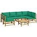 Set Salotto da Giardino 7pz con Cuscini Verdi Bambù - Foto miniatura 3
