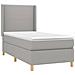 Letto a Molle Materasso e LED Grigio Chiaro 80x200 cm Tessuto - Foto miniatura 4