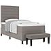 Letto Box Spring con Materasso e Panchina Taupe 100x200 cm in Tessuto - Foto miniatura 1