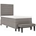 Letto Box Spring con Materasso e Panchina Taupe 100x200 cm in Tessuto - Foto miniatura 8