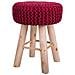 Sgabello Rosso In Cotone Intrecciato E Legno 32x32x44h - Foto miniatura 1