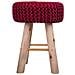 Sgabello Rosso In Cotone Intrecciato E Legno 32x32x44h - Foto miniatura 2