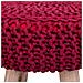 Sgabello Rosso In Cotone Intrecciato E Legno 32x32x44h - Foto miniatura 3
