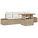 Set da Pranzo da Giardino 5 Pezzi con Cuscini Beige in Polyrattan e Acacia - Foto miniatura 1