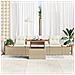 Set da Pranzo da Giardino 5 Pezzi con Cuscini Beige in Polyrattan e Acacia - Foto miniatura 3