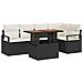 Set Divano da Giardino 6 Pezzi con Cuscini Nero Rattan Polietilene Acacia, Divano da Giardino 2 Posti con Cuscini Nero Rattan Polietilene - Foto miniatura 1