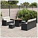 Set Divano Giardino  8 Pezzi con Cuscini Rattan Nero Acacia, Set Da Pranzo Giardino  3 Pezzi con Cuscini Rattan Nero Acacia - Foto miniatura 3