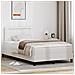 Letto a molle  con materasso bianco matrimoniale piccolo in similpelle, Testata  design semplice bianco puro 100 cm in similpelle - Foto miniatura 2