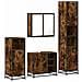 Set Mobili da Bagno 4 pz Rovere Fumo in Legno Multistrato - Foto miniatura 1