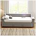 Divano Letto Imbottito 90/180x190 Cm, Con Impianto Stereo Smart Bluetooth, Caricatore Usb, Vani Portaoggetti E Rete A Doghe, Tessuto Velour, Grigio Chiaro, Senza Materasso - Foto miniatura 2