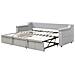 Divano Letto Imbottito 90/180x190 Cm, Con Impianto Stereo Smart Bluetooth, Caricatore Usb, Vani Portaoggetti E Rete A Doghe, Tessuto Velour, Grigio Chiaro, Senza Materasso - Foto miniatura 4