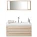 Mobiletto Lavabo Beige E Argento A 2 Cassetti Con Moderno Specchio Barcelona - Foto miniatura 1