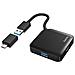 Hub USB 3.0 da tavolo, 4 porte, cavo integrato con adattatore Type C,nero - Foto miniatura 1