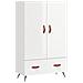 Credenza Bianco Lucido 69,5x31x115 Cm In Legno Multistrato - Foto miniatura 2
