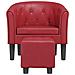 Poltrona A Pozzetto Con Poggiapiedi Rosso Vino In Similpelle - Foto miniatura 3