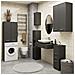 Mobile Alto, Collona da Bagno FIN per Lavatrice, 2 ante, 64x30x180 cm, Colore Grigio Grafite - Foto miniatura 6