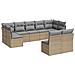 Set Divano Da Giardino 9 Pz Con Cuscini Beige In Polyrattan - Foto miniatura 2