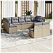 Set Divano Da Giardino 9 Pz Con Cuscini Beige In Polyrattan - Foto miniatura 1