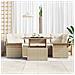 Set Divano da Giardino a 7 Pezzi con Cuscini Beige in Rattan Sintetico - Foto miniatura 3