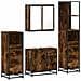 Set Mobili da Bagno 4 pz Rovere Fumo in Legno Multistrato - Foto miniatura 1