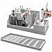 Organizzatore Porta Spazzolini Da Bagno In Silicone 2-in-1 - Contenitore Con Vassoio Di Drenaggio Grey - Foto miniatura 1