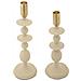 Set 2 Portacandele Gemini Crema E Oro In Ferro - Foto miniatura 2