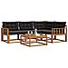 Set di divani da esterno con cuscino 5 pcs Naturale e Nero - Foto miniatura 3