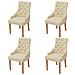 Sedie Da Pranzo In Rovere 4 Pezzi Tessuto Crema - Foto miniatura 1